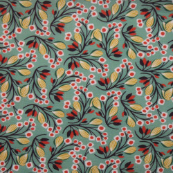 Printed Cotton SELYN Amazonite / Vermilion